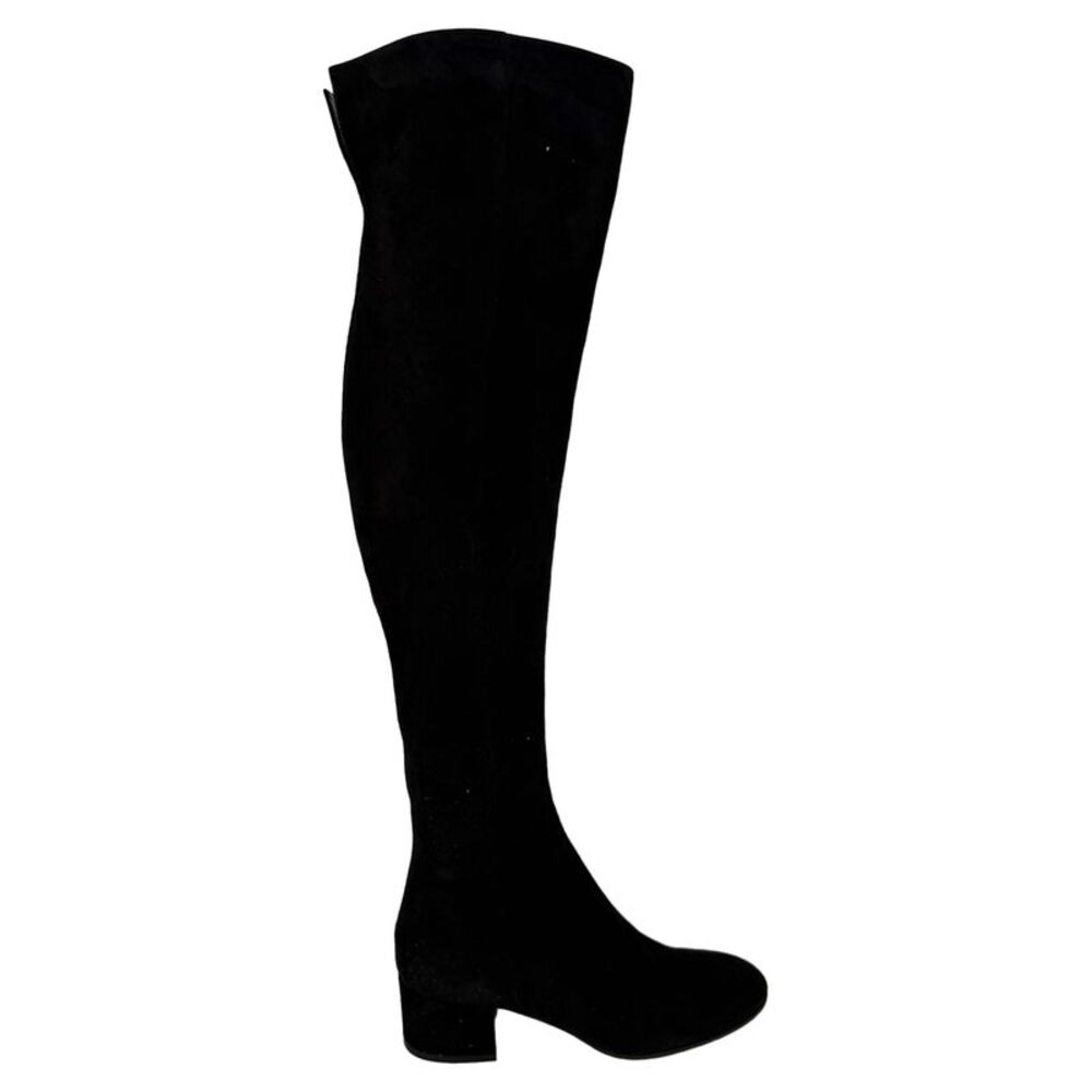 Gianvito Rossi Block-Heel Knee-High Boots in Black Suede